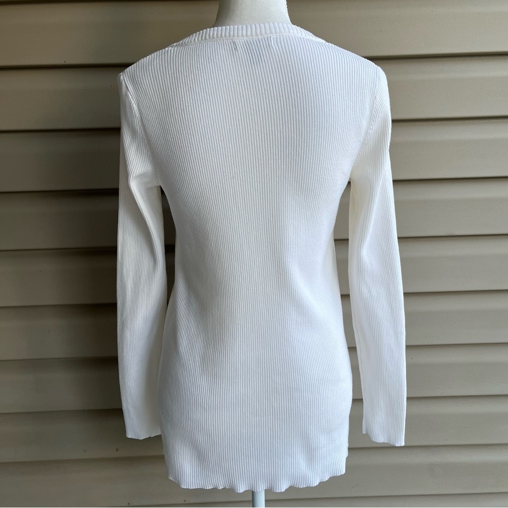 •Lands’ End• Ladies Henley Long Sleeve Ribbed Top - Size Medium - Picture 4 of 6
